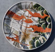 Platter with artichoke, rock and rust, Sold