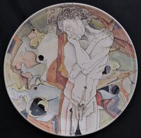 Platter with eucalyptus and male figure, sold